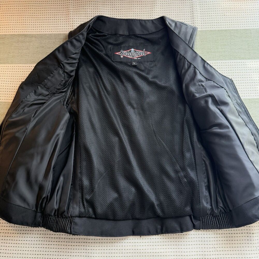 Street & Steel Black Leather Biker Vest Zip Up Women’s L - Picture 7 of 10